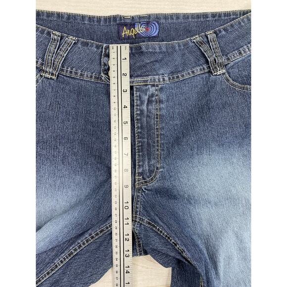 Angels Jeans Womens Sz 22 Dark Distressed Cropped Stretch Denim 90s Y2K Retro - Picture 4 of 9